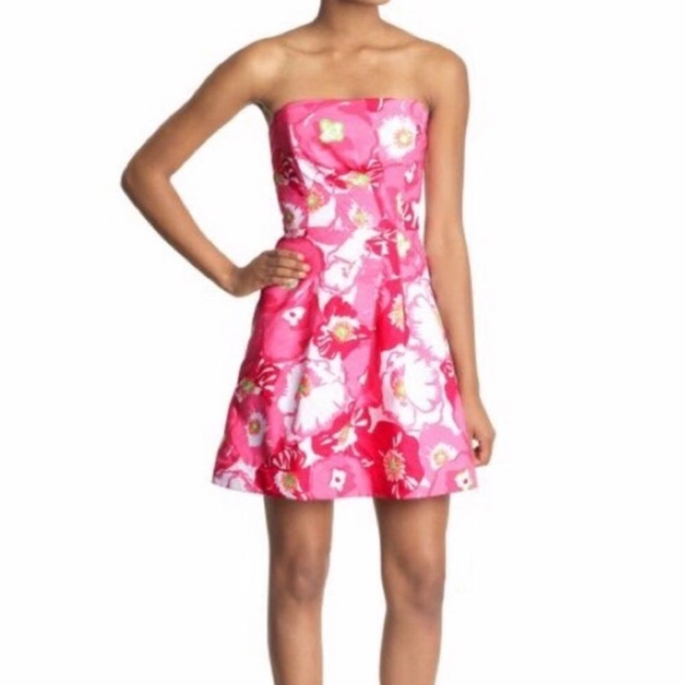 Lilly Pulitzer Pink Floral Strapless Dress